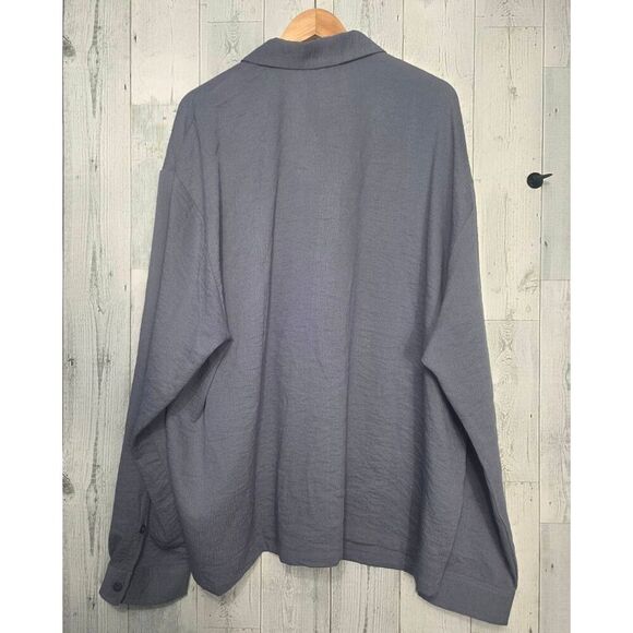 Mauvais Fiorano Relaxed Fit Textured Long Sleeved Shirt in Storm Sz 5XL - Picture 6 of 8
